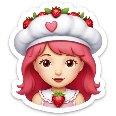 Strawberry shortcake from 2003 blushing with hearts  sticker