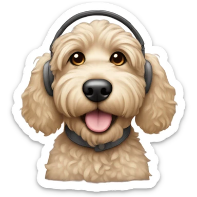 Labradoodle with ear muffs sticker