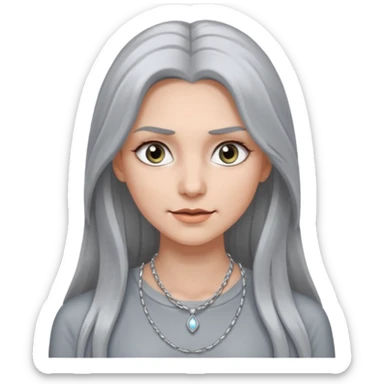 Female with Silver Necklace, grey skin,long hair, more bright silver, different expressions. sticker