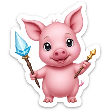 Piglet with a wand sticker