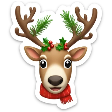 reindeer with christmas tree￼ sticker