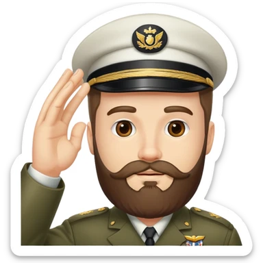 White guy with beard saluting sticker