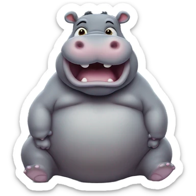 chubby hippo with a belly sticker