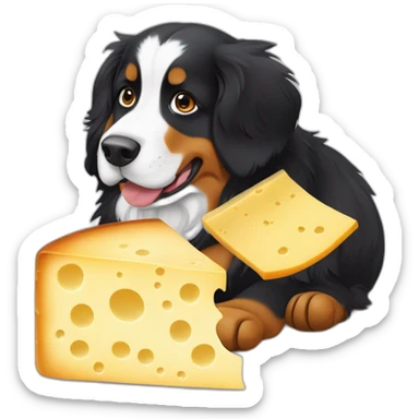 Bernese mountain dog eating swis cheese raclette sticker