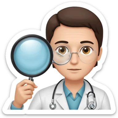 medico olhando a pele de um paciente com uma lupa sticker