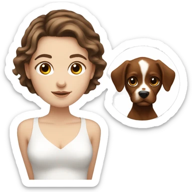 White girl brown hair holding cavalier  sticker