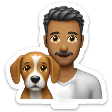 Fully wet man with dog sticker