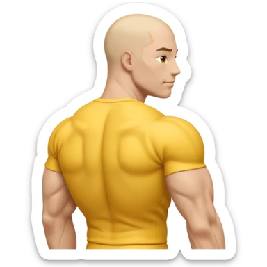 Emoji of Shoulders Muscle from side view, the human is yellow like on iphones. He has big shoulders. He is completely yellow and has no hair or facial expressions sticker