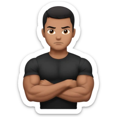 emoji of a bouncer, muscular man in black shirt, arms crossed, serious expression sticker