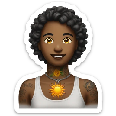 Fave with a tattoo of sun on neck sticker
