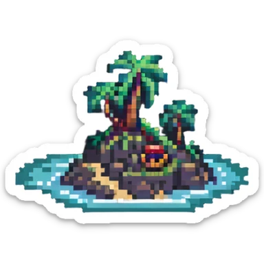 deserted island with treasure sticker