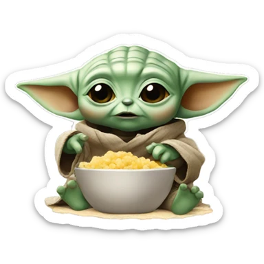 Baby yoda eating sticker
