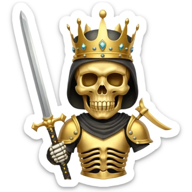 Golden skull with crown now make it with a worrior sowrd with a skull body sticker