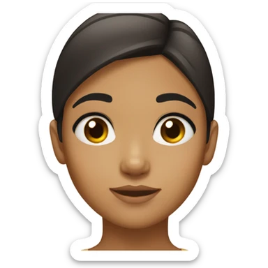 A girl with blackish brownish hair and eyes with tan skin sticker