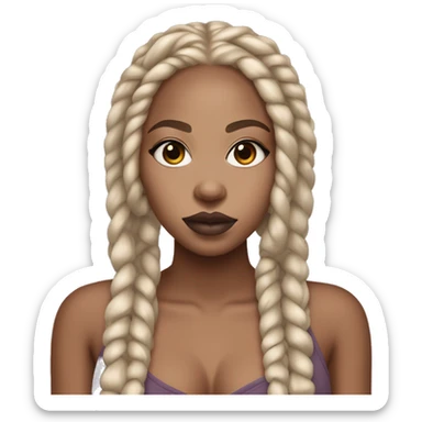 Lightskin black girl with dirty blonde box braids and mauve lips  sticker