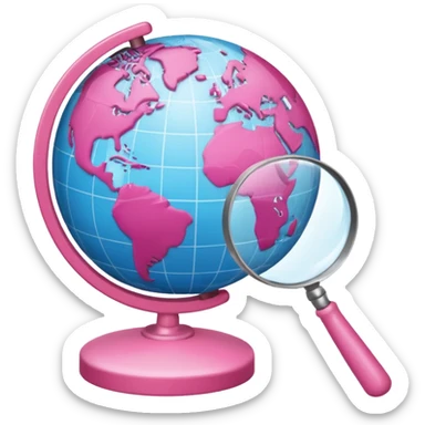 mix light pink dark pink and white girly globe with WWW in big letters under it and a small magnifying glass
It looks like an internet bar icon. sticker