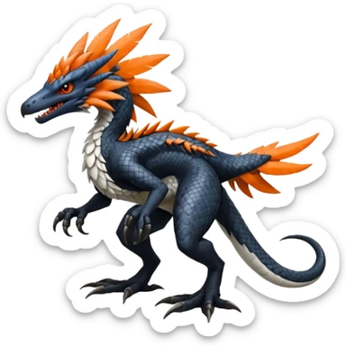 Sergal-Silvally-Lizardris-Salandit-Nargacuga-fusion-hybrid-animal-creature, full body  sticker