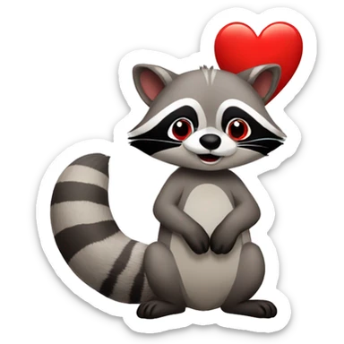 Raccoon with Red heart sticker