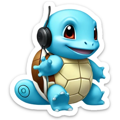 Squirtle listening to music sticker