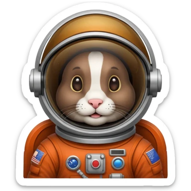 dark brown rabbit astronaut sticker