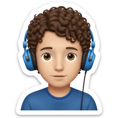 curly haired with headphones in and boy sticker