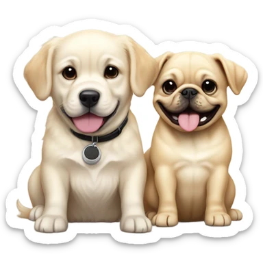 English cream golden retriever and an oreo colored frenchie as best friends sticker