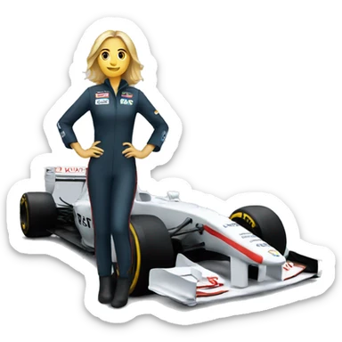 a women standing on a F1 car  sticker