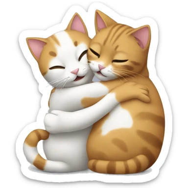 two cats hugging sticker