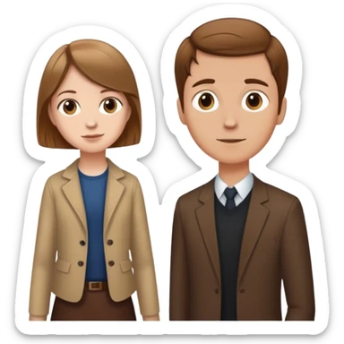 Short white girl with light brown hair next to tall boy with brown hair sticker