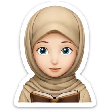 Turkish blonde girl lily design Hijab with blue eyes and beautiful finish reading quran sticker