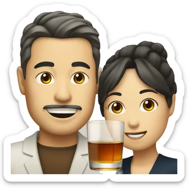 Man and woman in Japan drinking whiskey sticker