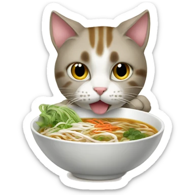 Cat eating pho sticker