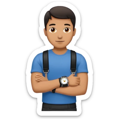 man wearing a black strap watch sticker