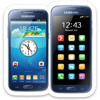 Samsung Galaxy phone with app icons, time, Wi-Fi sticker