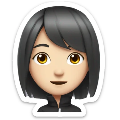 anime girlwith back hair and a cigarette  sticker