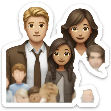 Brown haird asian girl with brown hair white guy sticker