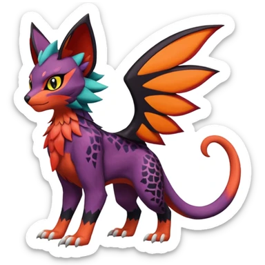 Liepard-Noivern-Litten-Sprigatito-Pokémon-fusion-creature (full body) sticker