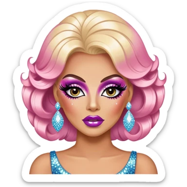 athlete drag queen glitter sparkles babe girl makeup diva brat sticker