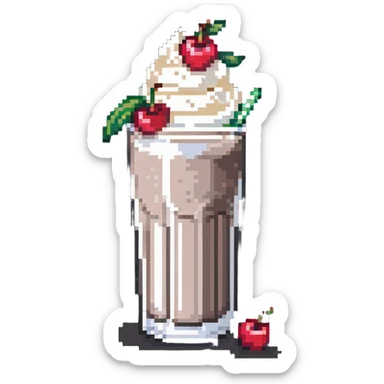 milkshake with whipped cream and cherry sticker