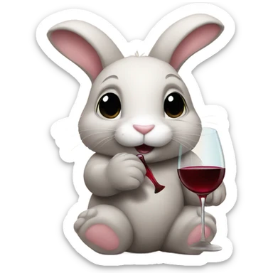 Bunny, drinking wine ￼ sticker