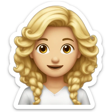 Garçon au cheveux cours blond embrasse fille au cheveux long marron sticker