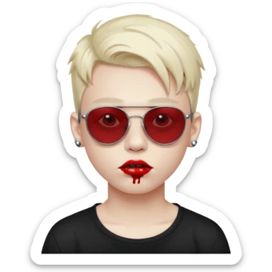 boy high fashion model with lip piercing sunglasses blood  sticker