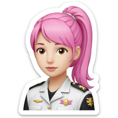 Commander Bloom – pink ponytail pilot in white uniform sticker