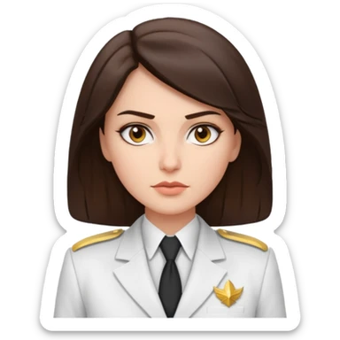 brunette woman captain white suit sticker