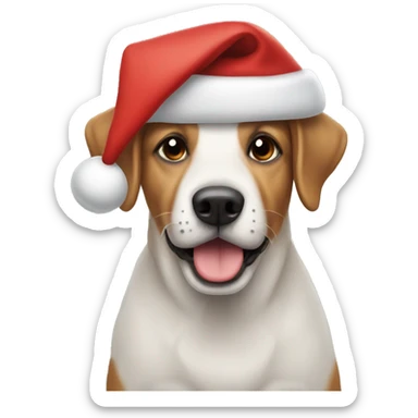 dog wearing a christmas hat sticker