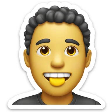 Smiling emoji with yellow bone in his mouth sticker