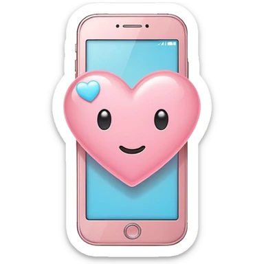 Aesthetic light pink smartphone with glowing heart notification bubble, kawaii emoji style, minimalist vector icon, soft shadow, clean white background, cute obsession-themed design sticker
