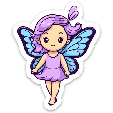 Whimsical fairy girl with butterfly wings, flowing hair, and enchanted aura sticker