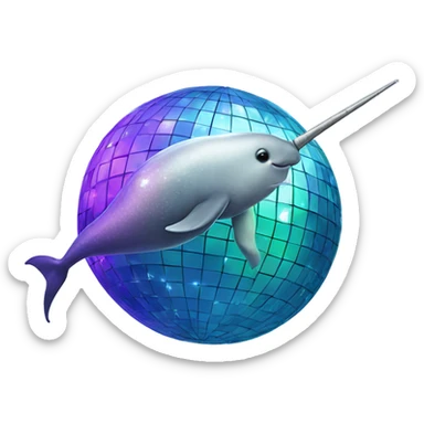 Narwhal disco ball sticker
