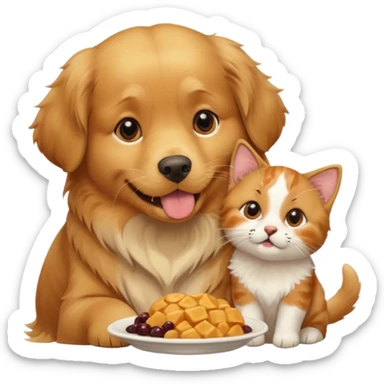 Dog eating cat sticker
